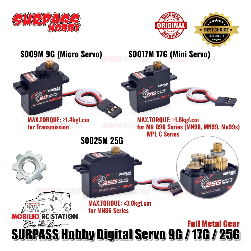 Surpass Hobby Digital Servo 9G 17G 25G RC Micro | Kendali
